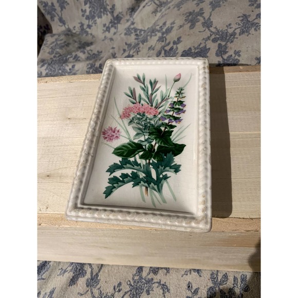 Ceramic 1990s Avon Spoon Rest Plate with Wall HangingHook - Picture 4 of 11